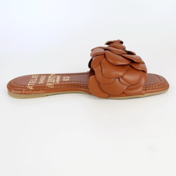 NEW VALENTINO GARAVANI Atelier Floral Leather Slides – Elegant Summer Statement - Picture 3 of 14